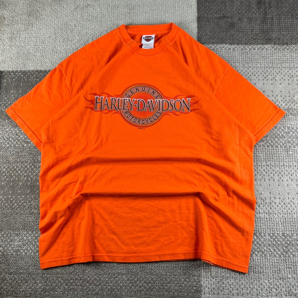 Y2K Harley-Davidson Mens XL Flame Logo NC Graphic T-Shirt USA